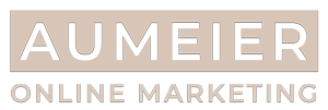 Transparentes Logo Aumeier Online Marketing in sandfarben